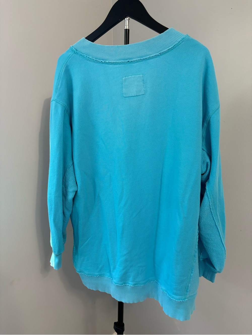 Aerie Vacay Every Day Oversized V Neck Sweatshirt French Terry Turquoise S - Picture 3 of 11